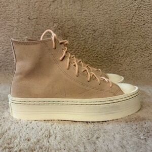 Converse Chuck Taylor All Star Move Platform High Top Pink Suede Sneakers Womens